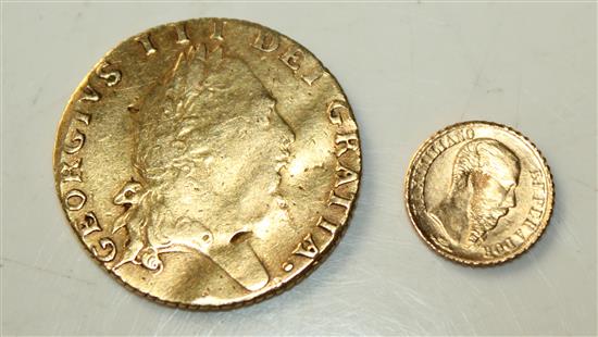 Half Guinea & Mexican pesos coin